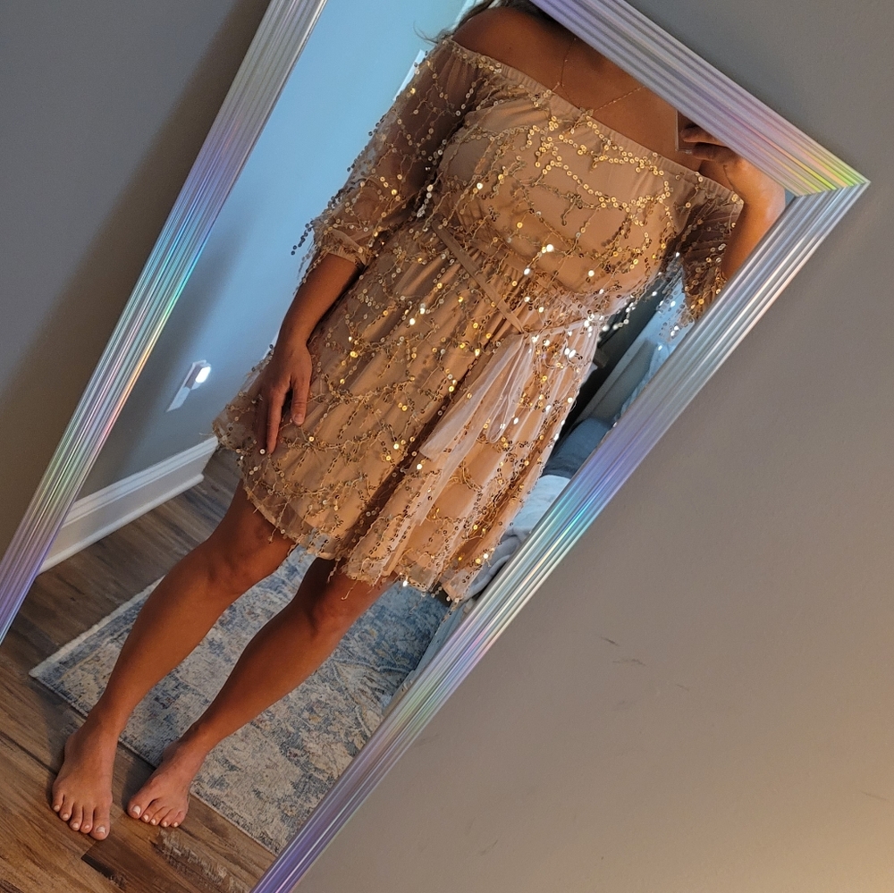 Off Shoulder Sequin Dress